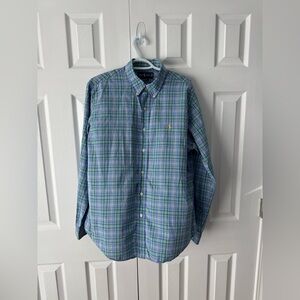 Polo Ralph Lauren Blue Green Yellow Plaid Shirt XL Custom Fit